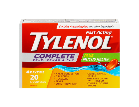 Tylenol Fast Acting Complete Plus Mucus Relief, 20 Liquid Gels