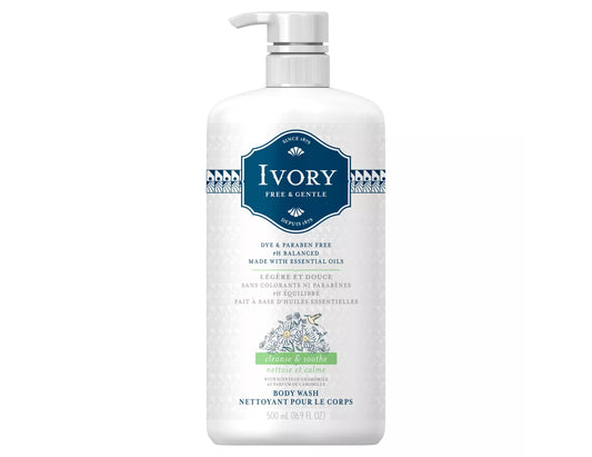 Ivory Free & Gentle Cleanse and Soothe Body Wash, 500 mL