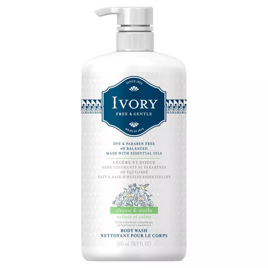 Ivory Free & Gentle Cleanse and Soothe Body Wash, 500 mL