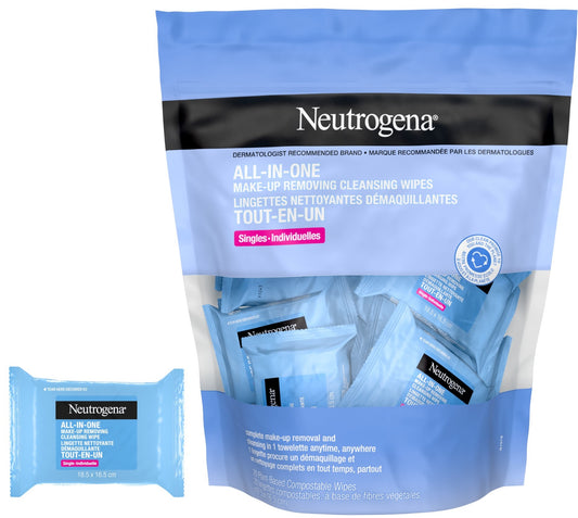 Neutrogena All-In-One Make-Up Removing Cleansing Wipes, 20 Wipes