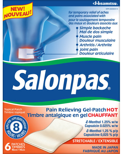 Salonpas Pain Relieving Gel-Patch Hot, 6 Patches