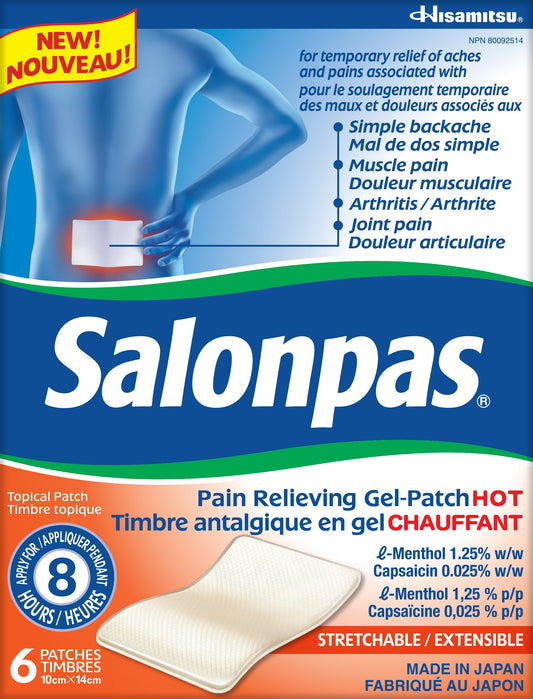 Salonpas Pain Relieving Gel-Patch Hot, 6 Patches