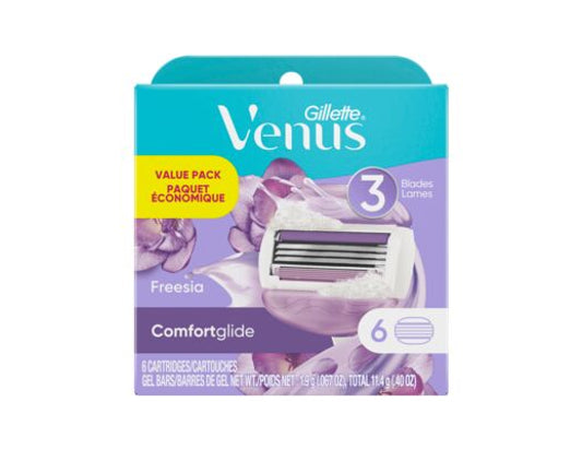 Gillette Venus ComfortGlide Razor Blade Refills Freesia - 6 ct