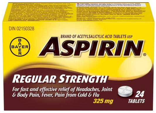 Aspirin Regular Strength 325mg, 24 Tablets