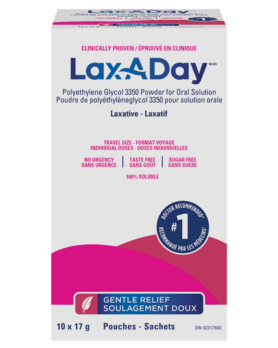Lax-A-Day Polyethylene Glycol 3350 Powder - 10 x 17g Sachets
