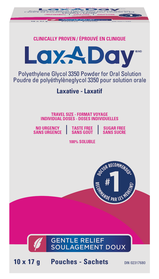 Lax-A-Day Polyethylene Glycol 3350 Powder, 10x17g