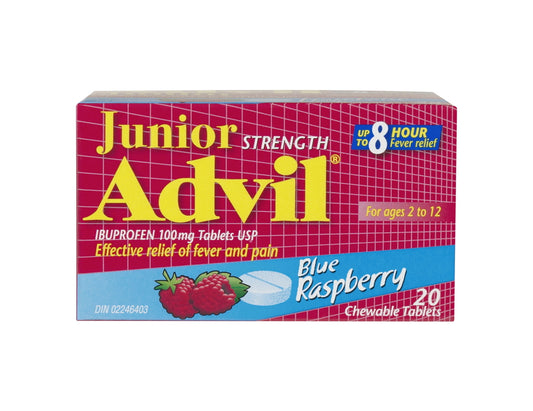 Advil Junior Blue Raspberry, 20 Chewable Tablets