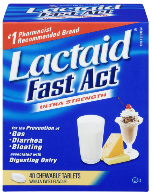 Lactaid Fast Act Ultra Strength Chewable Tablets, Vanilla Twist 40