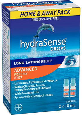 hydraSense Advanced Eye Drops For Dry Eyes, 2 x 10 ml