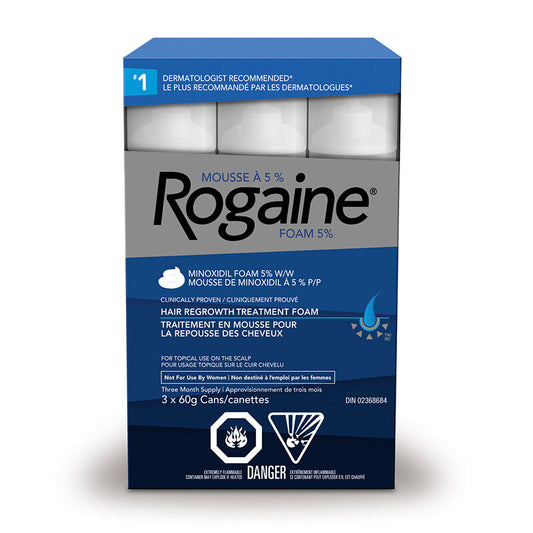 Rogaine Hair Growth Treatment 5% Minoxidil Foam, 3 x 60 g