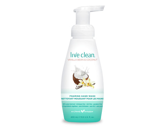Live Clean Foaming Hand Wash, Vanilla Bean & Coconut, 400 mL