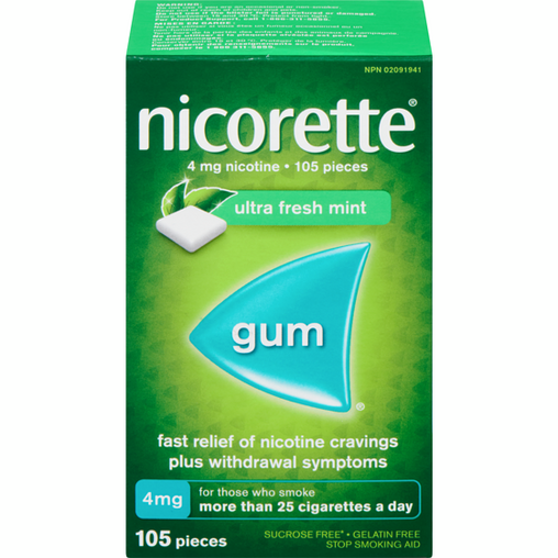 Nicorette Gum, Ultra Fresh Mint 4mg - 105 Pieces