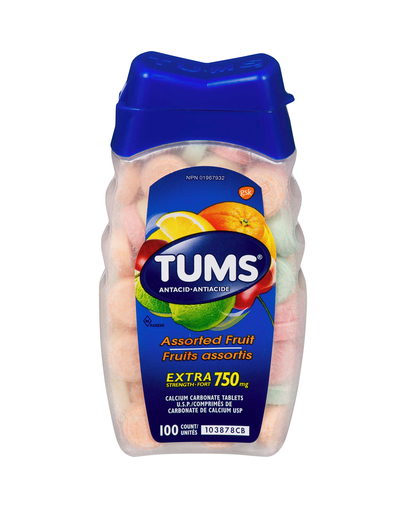 Tums Antacid Extra Strength Tablets Assorted Fruit 750 mg - 100 Count