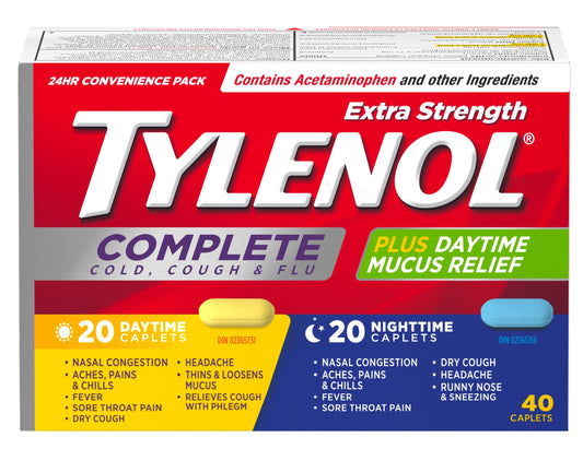 Tylenol Complete Extra Strength Day + Night, 40 Caplets