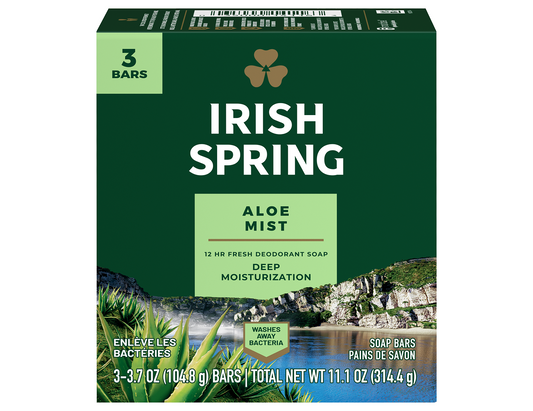 Irish Spring Aloe Mist Soap Bars, 3 x 104.8g