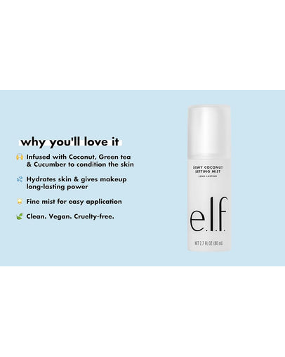 e.l.f. Dewy Coconut Setting Mist, Makeup Setting Spray, 80 mL