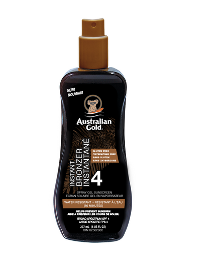 Australian Gold Bronzer Sunscreen Spray Gel SPF 4, 237 mL