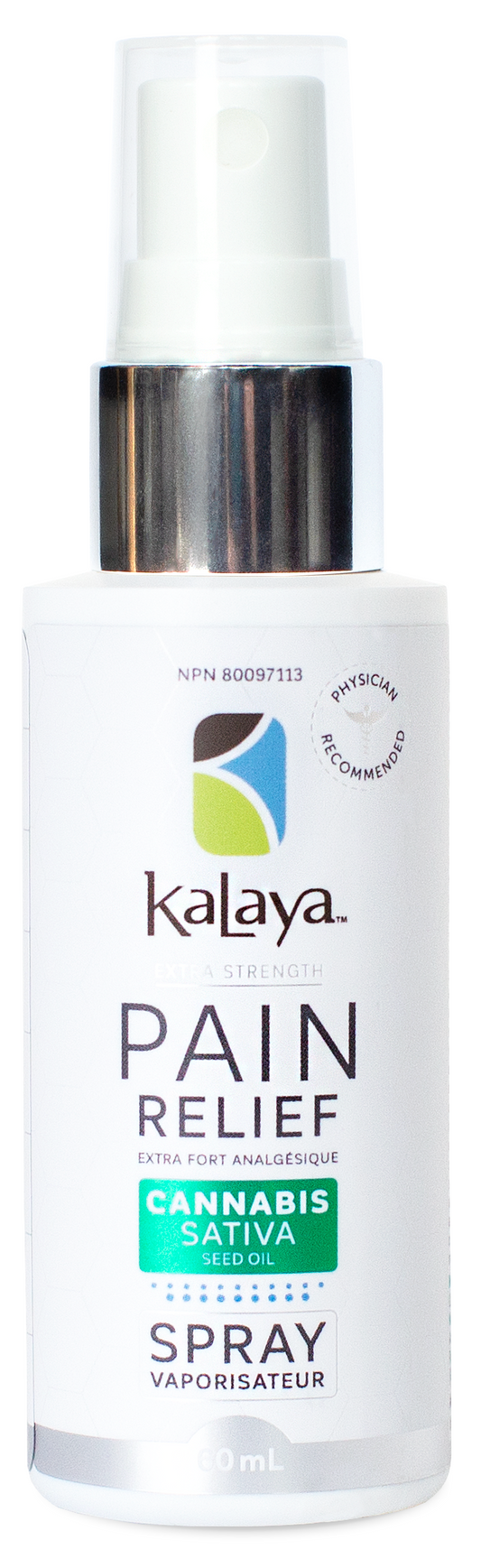 Kalaya Extra Strength Pain Relief Spray, Cannabis Sativa Seed Oil 60ml