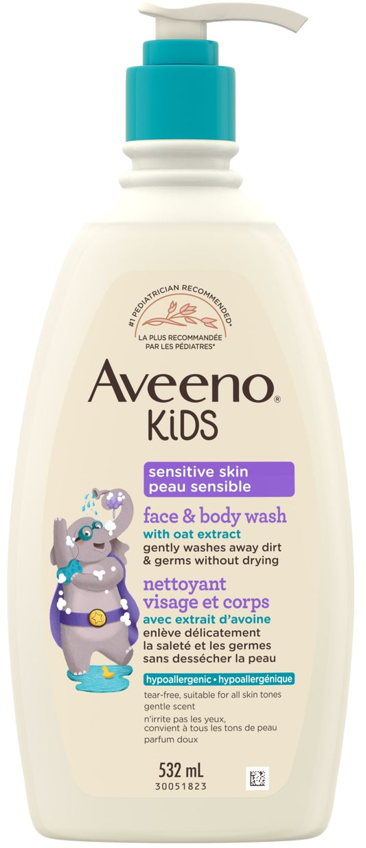 Aveeno Kids Face & Body Wash, Oat Extract 532ml