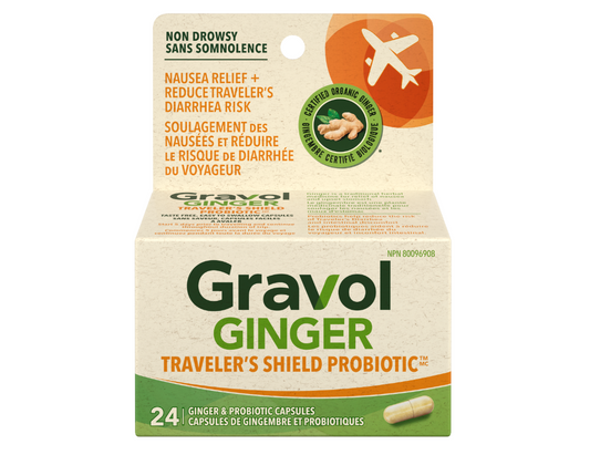 Gravol Ginger Traveler’s Shield Probiotic Capsules – 24 Count