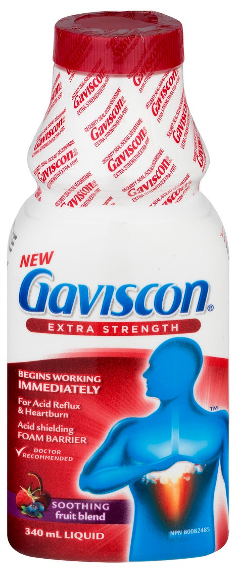 Gaviscon Extra Strength Liquid, Soothing Fruit Blend. 340 mL