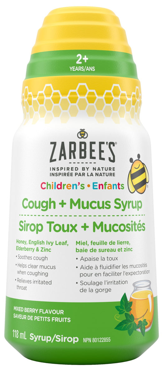 Zarbee’s Children’s Cough + Mucus Syrup, Mixed Berry 118ml