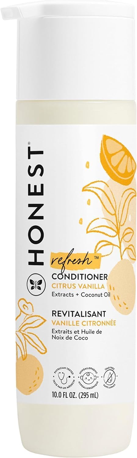 The Honest Company Silicone-Free Conditioner | Gentle for Baby | Naturally Derived, Tear-free, Hypoallergenic | Citrus Vanilla Refresh, 10 fl oz