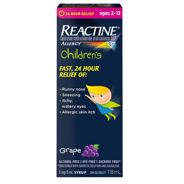 Reactine Children’s Allergy Liquid, Grape 118ml