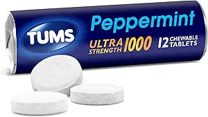 Tums Antacid, Peppermint, 12 Tablets