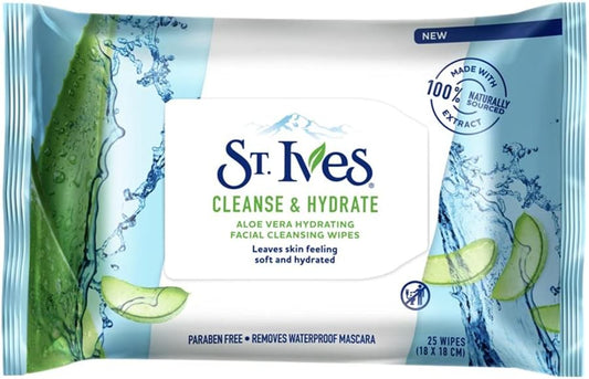 St. Ives Cleanse & Hydrate Aloe Vera Hydrating Wipes , 25 ct