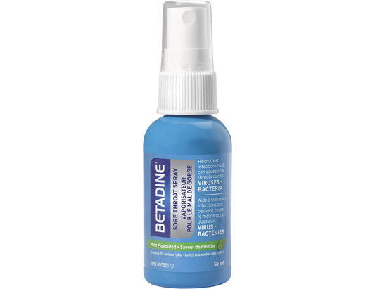 Betadine Sore Throat Spray, Mint Flavoured – 50 mL