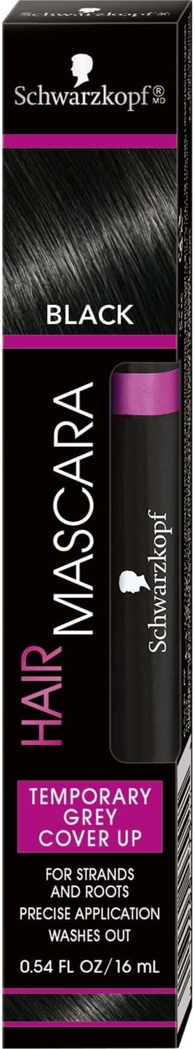 Schwarzkopf Hair Mascara, Temporary Grey Cover Up, for Strands and Roots, Black