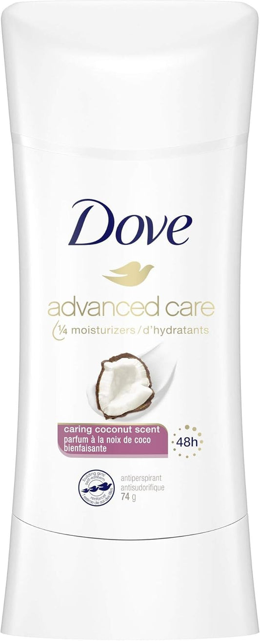 Dove Advanced Care Antiperspirant Deodorant Stick for softer, smoother underarms Caring Coconut antibacterial odour protection, cruelty-free 74 g(Packaging may vary)