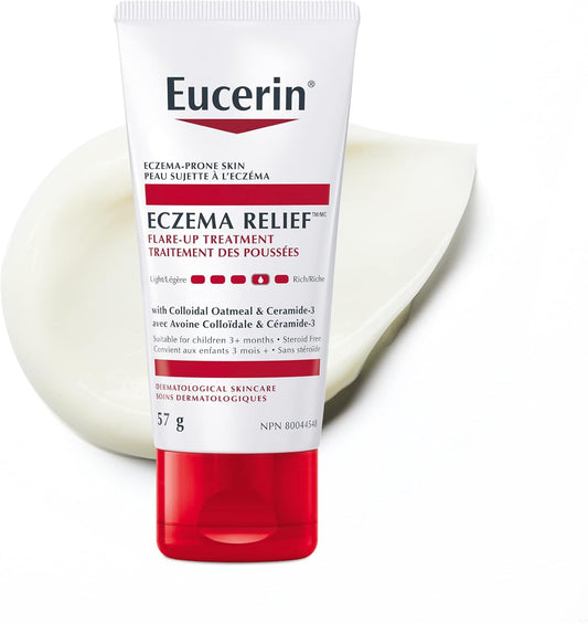 EUCERIN Eczema Relief Flare-up Treatment for Eczema-Prone Skin, Eczema Cream for Face, Body, Babies and Children, Steroid-Free, Fragrance-Free Eczema Treatment, Ceramide Cream + Colloidal Oatmeal, 57g