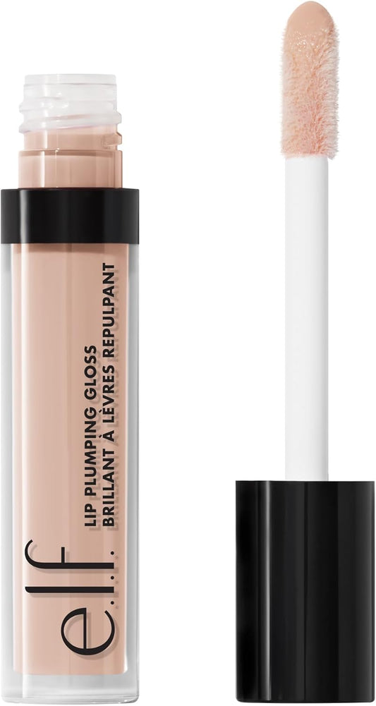 e.l.f. Lip Plumping Gloss, High-Shine Shimmer Finish, Volumizing & Hydrating, Peach Bellini, 0.09 Fl Oz (2.7mL)