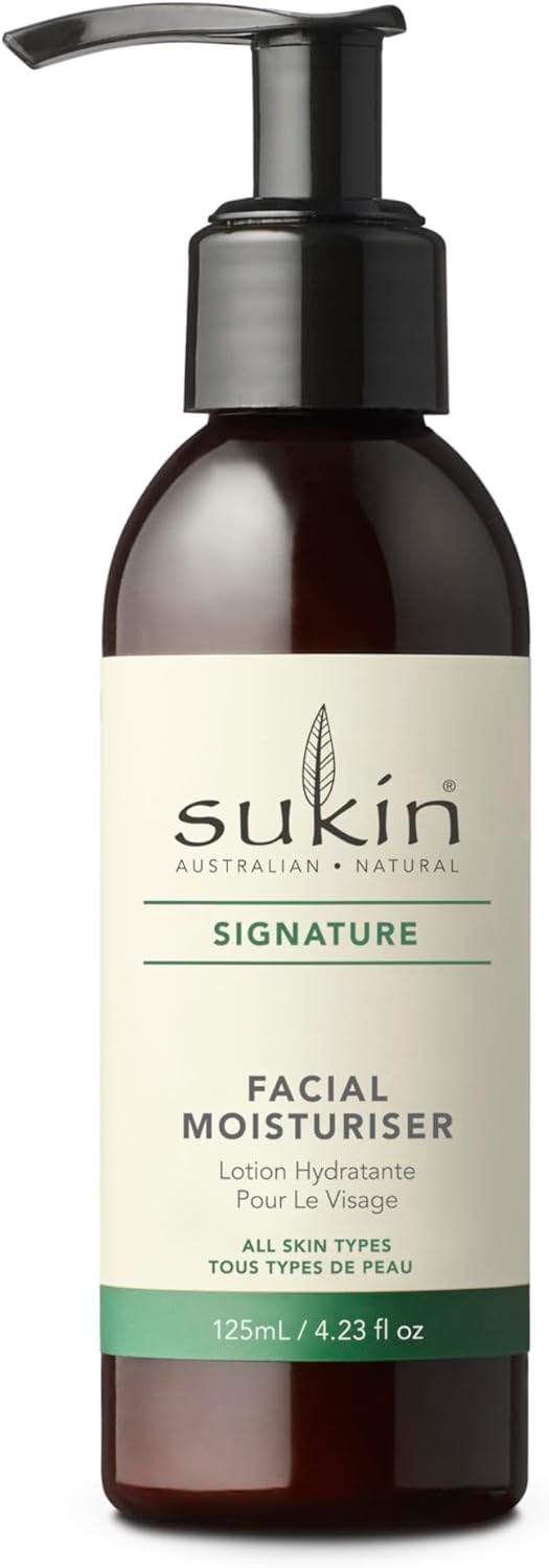 Sukin - Facial Moisturiser Pump - Signature Range - Nourishes and Softens Skin - For All Skin Types - 125 mL