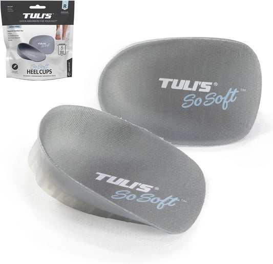 Tuli's So Soft Heavy Duty Gel Heel Cups Provide Relief for Plantar Fasciitis, Heel Pain, and Shock Absorption, Regular