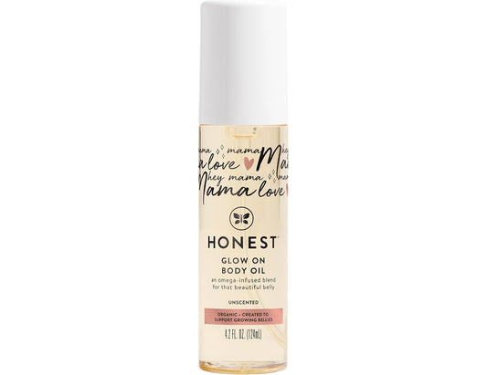 The Honest Company Mom Care Glow On Body Oil, Unscented, 124 mL