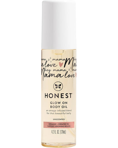 The Honest Company Mom Care Glow On Body Oil, Unscented, 124 mL