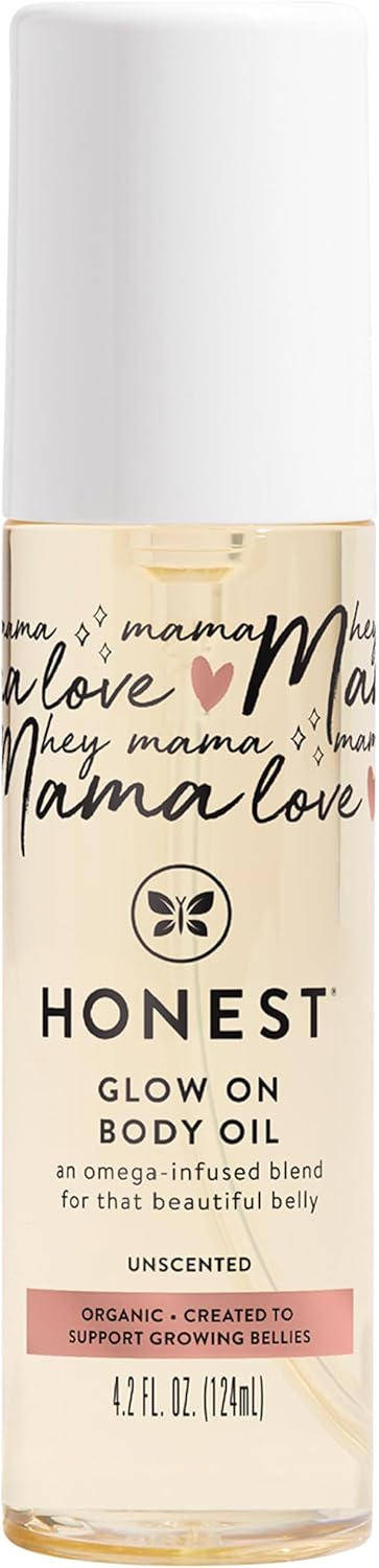 The Honest Company Mom Care Glow On Body Oil, Unscented, 124 mL