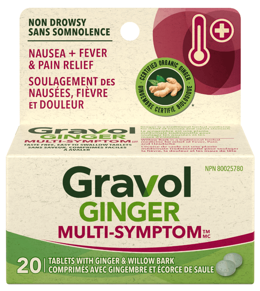 Gravol Ginger Multi-Symptom, 20 Tablets