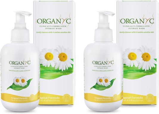 Organyc - Feminine Intimate Wash for Sensitive Skin - Free from Chlorine, Parabens, SLSSLES, and Synthetic Perfumes - 8.5 Fl Oz with Chamomile