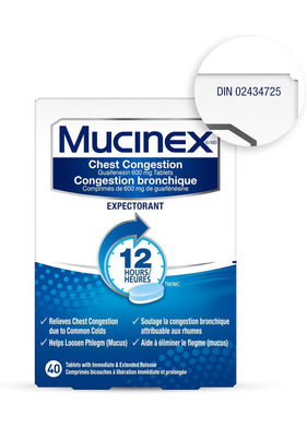 Mucinex Chest Congestion Guaifenesin 600 mg, 40 ct