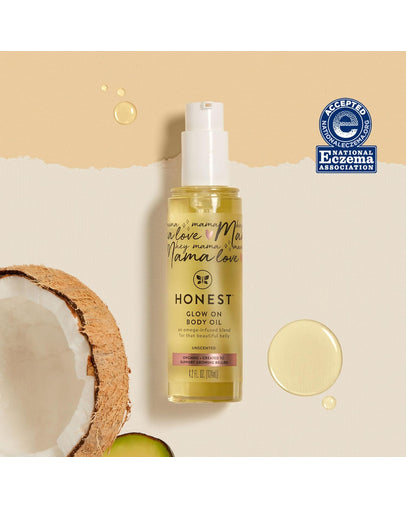 The Honest Company Mom Care Glow On Body Oil, Unscented, 124 mL