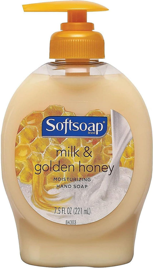 Softsoap Moisturizing Liquid Hand Soap Pump - Milk and Honey Scent Hand Wash, Natural Biodegradable Cleaning Ingredients for Soft & Smooth Skin - Convenient Refill Size, 221 mL