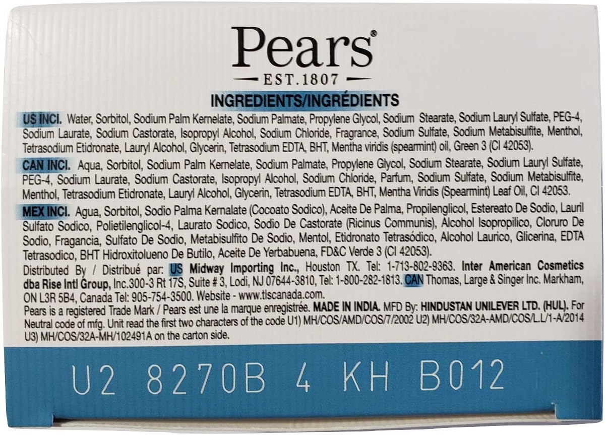 Pears Transparent Soap with Mint Extract, 3 Bars Brand: PEARS