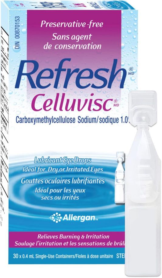 REFRESH CELLUVISC Ophthalmic Solution, Preservative-Free Gel-Like Formula, Dry Eye Relief Drops, 30 Single Use Container 30 x 0.4 mL