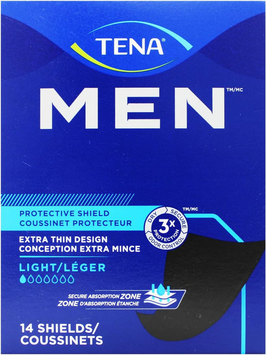 TENA Men Protective Shield Extra Light Bladder Weakness Pads for Men, 14 Count