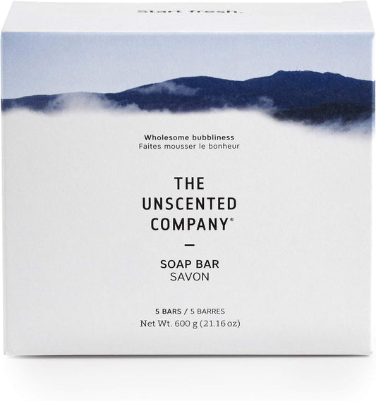 The Unscented Company, Soap Bars, Pack of 5 x 120 g Bars, Biodegradable, Pure Vegetable Glycerin, Fragrance and Dye Free