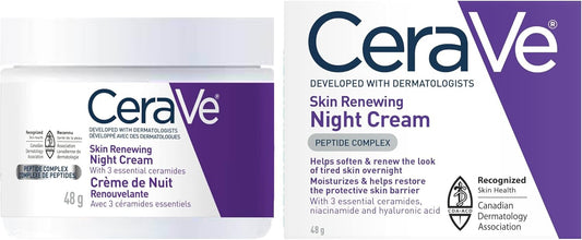 CeraVe Night Cream for Face, Skin Renewing Moisturizer for Men & Women With Hyaluronic Acid, Niacinamide, Bio Peptides & Ceramides. Fragrance Free, Non-comedogenic, Suitable for Sensitive Skin